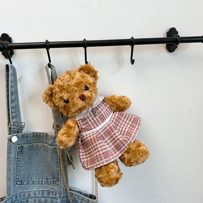 Creative Teddy Bear Chain Plush One Shoulder Messenger Bag