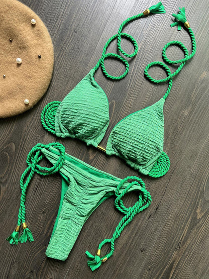 Women's Fashion Braided Rope Bikini Suit