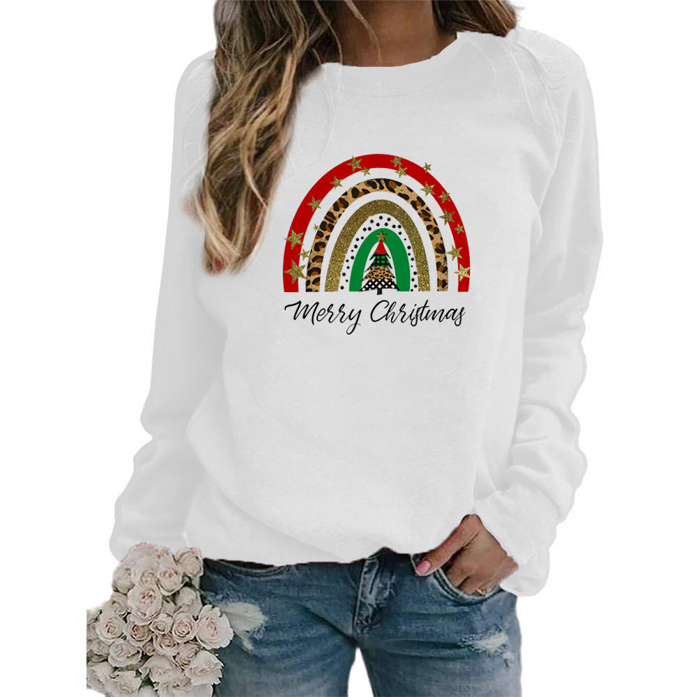 Amazon AliExpress wish Best Selling Rainbow Christmas Merry Christmas Printed Crewneck Sweat Europe and America