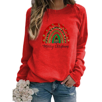 Amazon AliExpress wish Best Selling Rainbow Christmas Merry Christmas Printed Crewneck Sweat Europe and America
