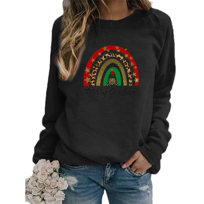 Amazon AliExpress wish Best Selling Rainbow Christmas Merry Christmas Printed Crewneck Sweat Europe and America