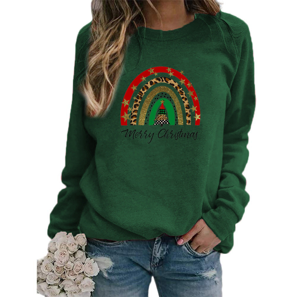 Amazon AliExpress wish Best Selling Rainbow Christmas Merry Christmas Printed Crewneck Sweat Europe and America