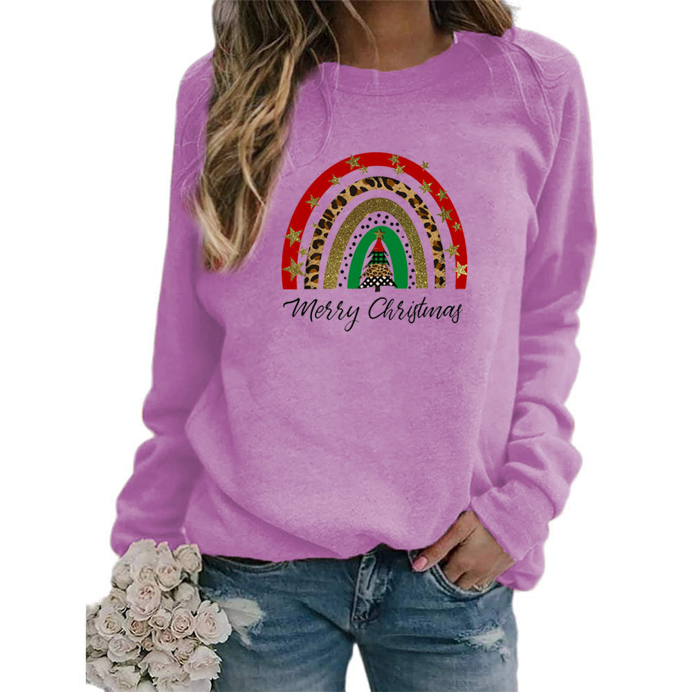 Amazon AliExpress wish Best Selling Rainbow Christmas Merry Christmas Printed Crewneck Sweat Europe and America