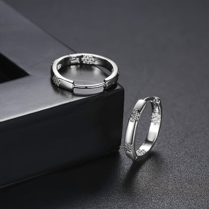 1 Pair Elegant Huggie Hoop Earrings Inlaid Zirconia Stud Earrings Fashion Jewelry For Women