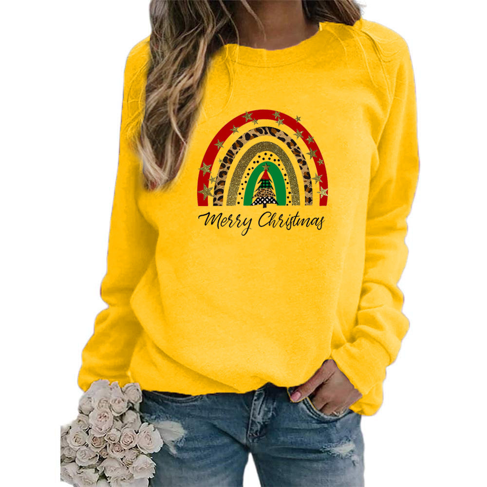 Amazon AliExpress wish Best Selling Rainbow Christmas Merry Christmas Printed Crewneck Sweat Europe and America