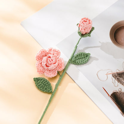 Hand-woven Barbie Rose Creative Wool Artificial Flower Living Room Furnishings Valentine's Day Gift Birthday Gift