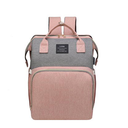 Moire Diaper Bag Backpack, Soft Shell, Multifunctional, Large Capacity, Travel Backpack with Changing Station, Sunshade, Breathable Mosquito Net, Zipper Closure, Mixed Color, Polyester Fiber, with Utility Pocket, for