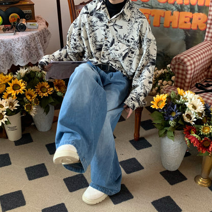 Autumn Vintage Printed Long Sleeved Shirt