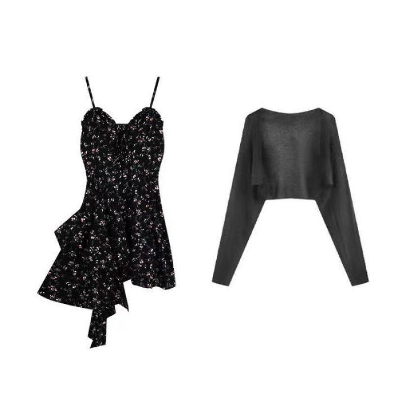 Women's Black Floral Casual Set