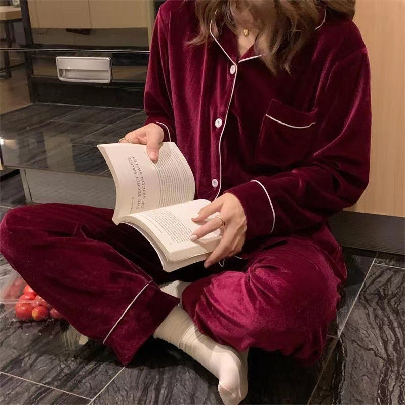 Casual Open-button Student Velvet Korean-style Warm Oversized Set