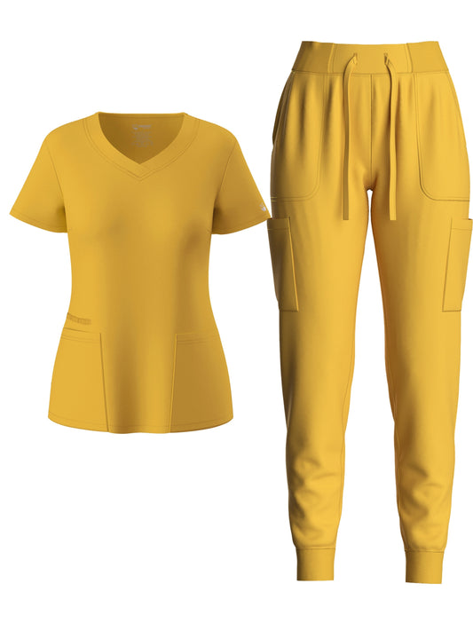 Premium Medical Scrubs Set - V-Neck Top & Drawstring Pants | Professional Healthcare Uniform for Women