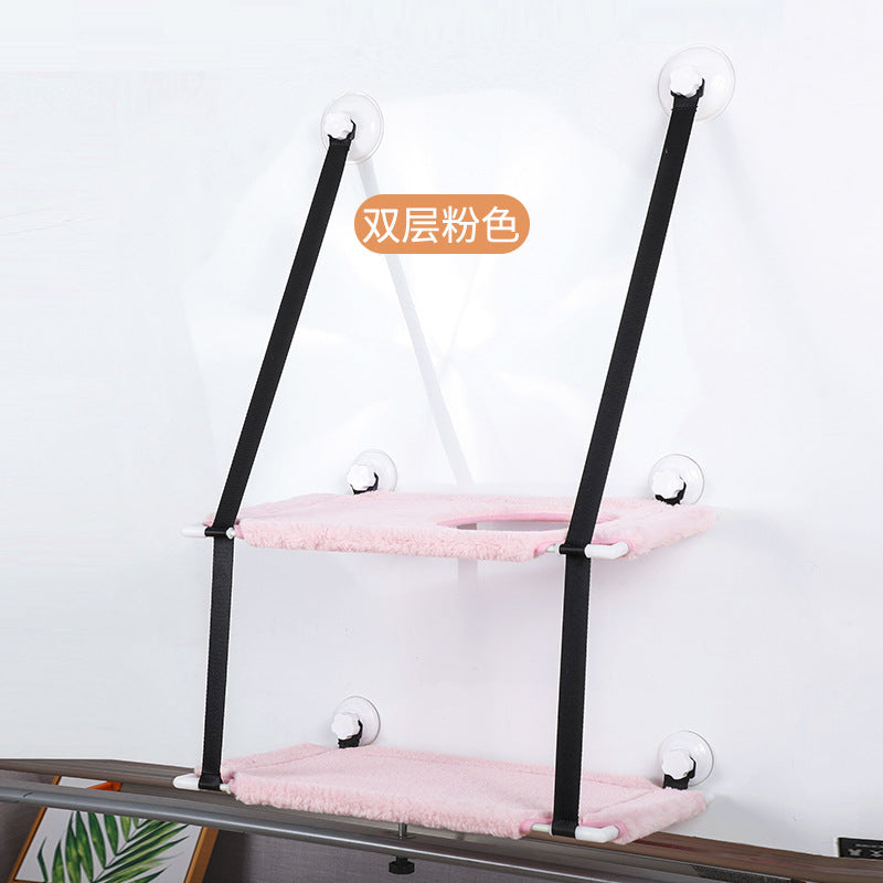 Cross-Border Trade New Model Hanging Cat Climbing Frame Suction Cup Wall-Mounted Cat Bed Autumn and Winter Double-Layer Cat Bed Pet Supplies