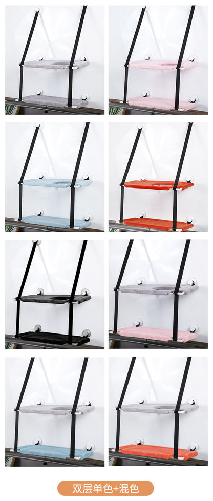 Cross-Border Trade New Model Hanging Cat Climbing Frame Suction Cup Wall-Mounted Cat Bed Autumn and Winter Double-Layer Cat Bed Pet Supplies
