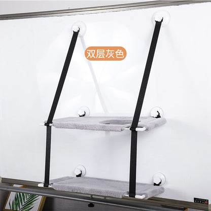 Cross-Border Trade New Model Hanging Cat Climbing Frame Suction Cup Wall-Mounted Cat Bed Autumn and Winter Double-Layer Cat Bed Pet Supplies