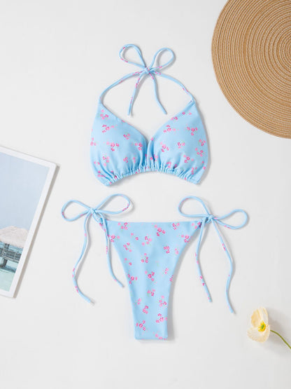 Solid Color Sexy Lace-up Hot Girl Temperament Women's Bikini Swimsuit