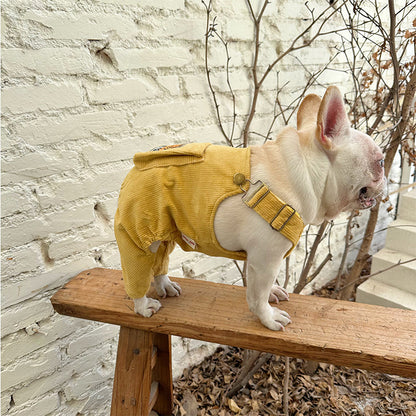 Corduroy Jumpsuit Adjustable Three-dimensional Pocket Cat Dog Clothes