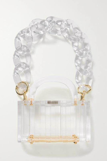 Transparent acrylic chain mini portable small square bag
