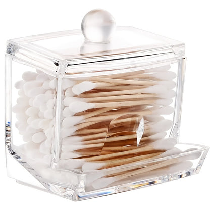 1pc Cotton Swab Holder, Plastic Cotton Ball Dispenser Organizer, Clear Bathroom Storage Container for Home & Bathroom