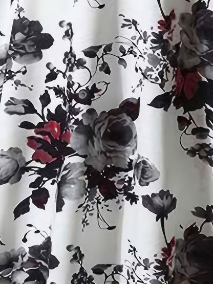 Romantic Floral Print Sleeveless Beach Dress - Flattering Squared Neck, High Waist Ruffle Hem, Perfect for Fashionable Womens Summer Wardrobe