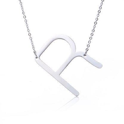 Fabulous Rose Gold Plated Stainless Steel Initial Letter Pendant Necklace