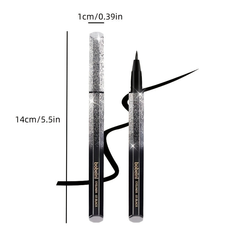 1pc Long-Lasting Waterproof Black Starry Sky Eyeliner Pen with Sponge Tip - Smooth and Quick-Drying for Beautiful Eye Makeup