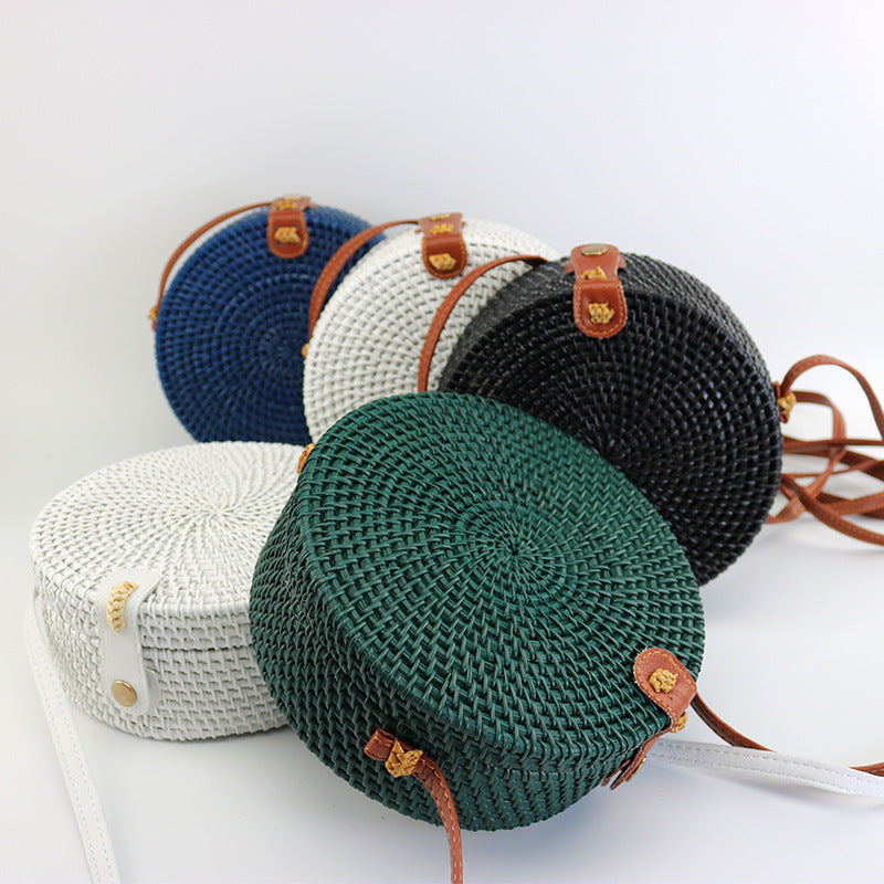 Rattan Trendy Women's Shoulder Oblique Versatile Handheld Vintage Bag
