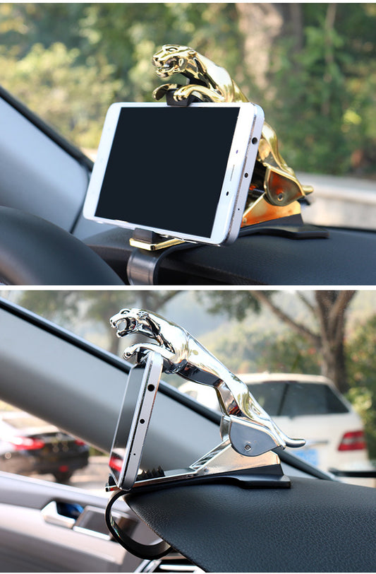 Premium Leopard Car Phone Holder - 360° Adjustable Dashboard Mount for iPhone & Android GPS Stand