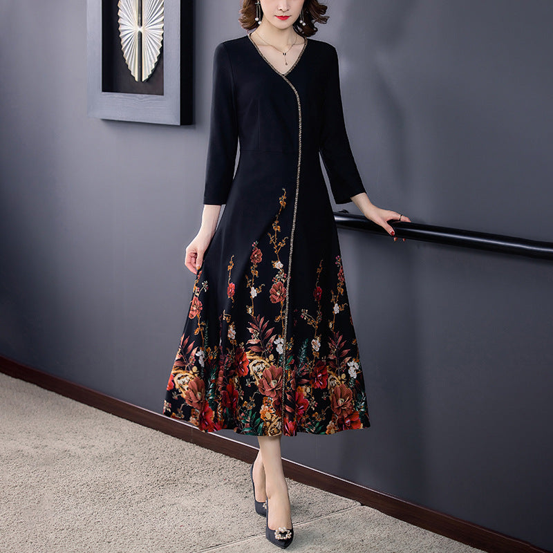 Women's Ninth Sleeve Mid-length Fashion Style Dress