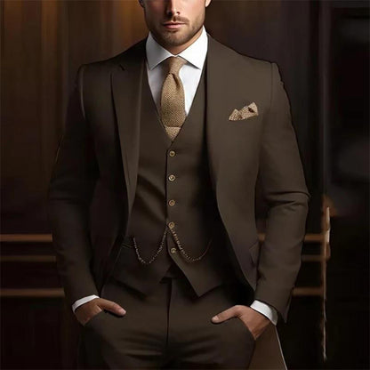Men's Slim Fit Three-Piece Suit - Jacket, Vest & Trousers Set