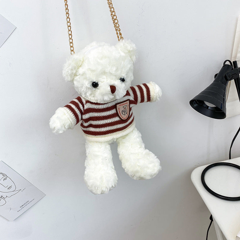 Creative Teddy Bear Chain Plush One Shoulder Messenger Bag