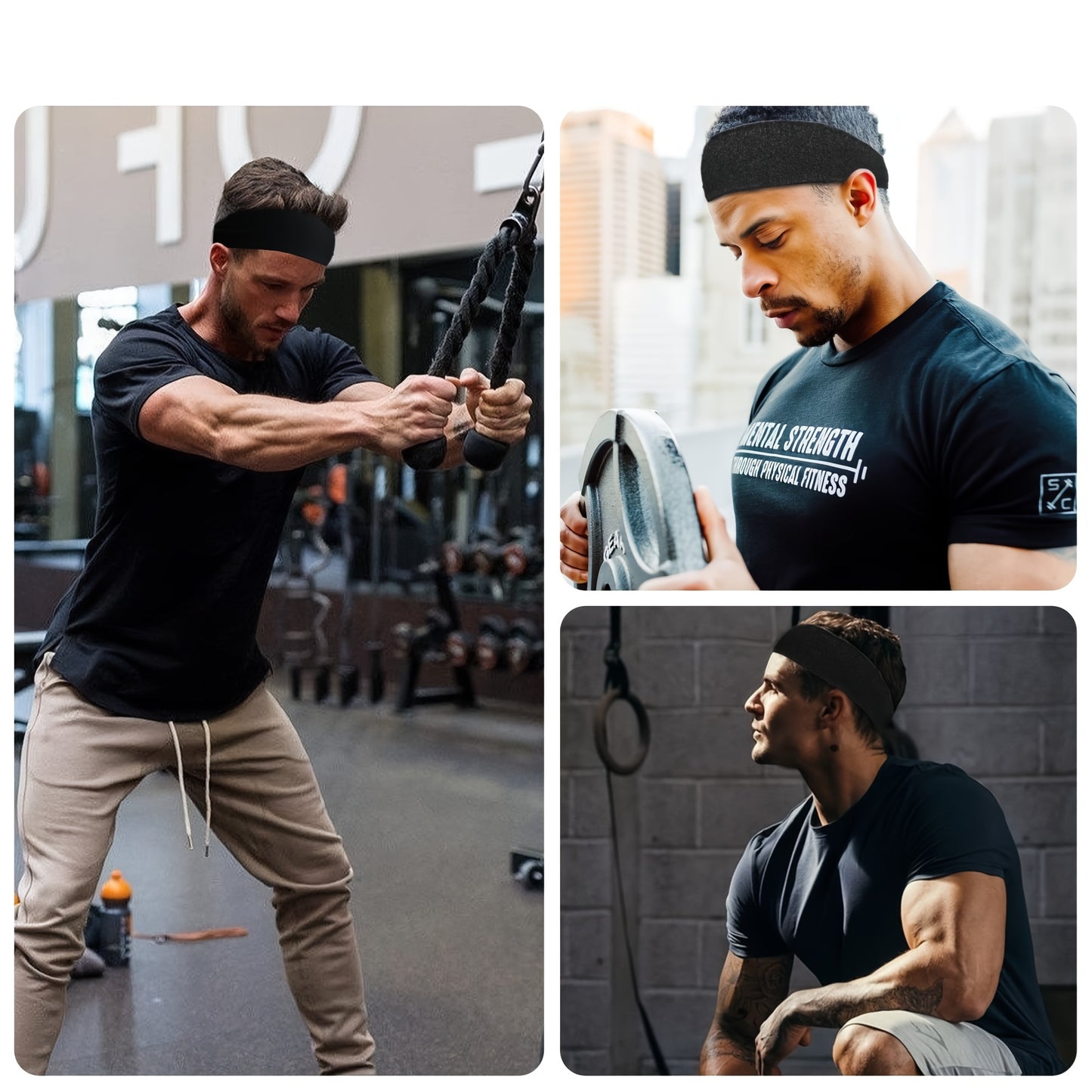 5pcs Sports Headbands For Men, Breathable Mesh Design, Reused & Washed Men's Headband Sweat Bands For Running Yoga Fitness Workout, Ideal Choice For Gifts