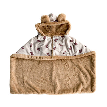 Pet Autumn And Winter Thick Warm Dehaired Angora Printed Cloak Small Blanket