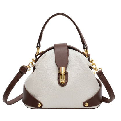 Women's Autumn And Winter Korean Retro Handbag Shoulder Lychee Pattern Small Round Bag