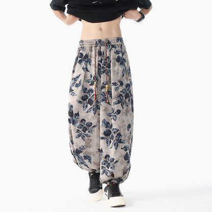 Plus Size Loose Men's Clothing Casual Pants Ice Silk Drape