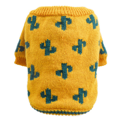Pet Dog Cat Warm And Comfortable Turmeric Cactus Sweater