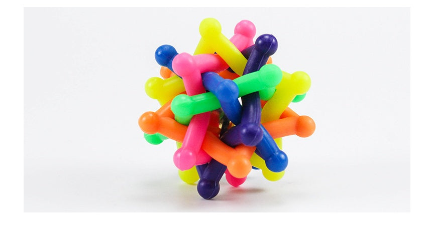 Pet Colorful Bell Woven Ball Dog Rainbow