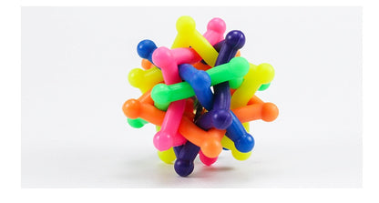Pet Colorful Bell Woven Ball Dog Rainbow