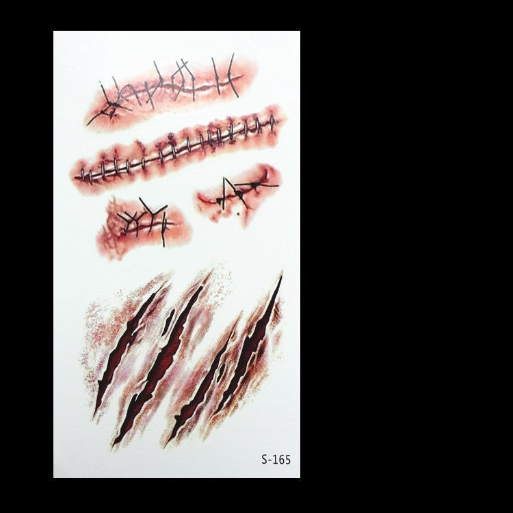 Realistic Fake Wound Tattoo Stickers - Halloween Special Effects Makeup - Waterproof Scar Temporary Tattoos