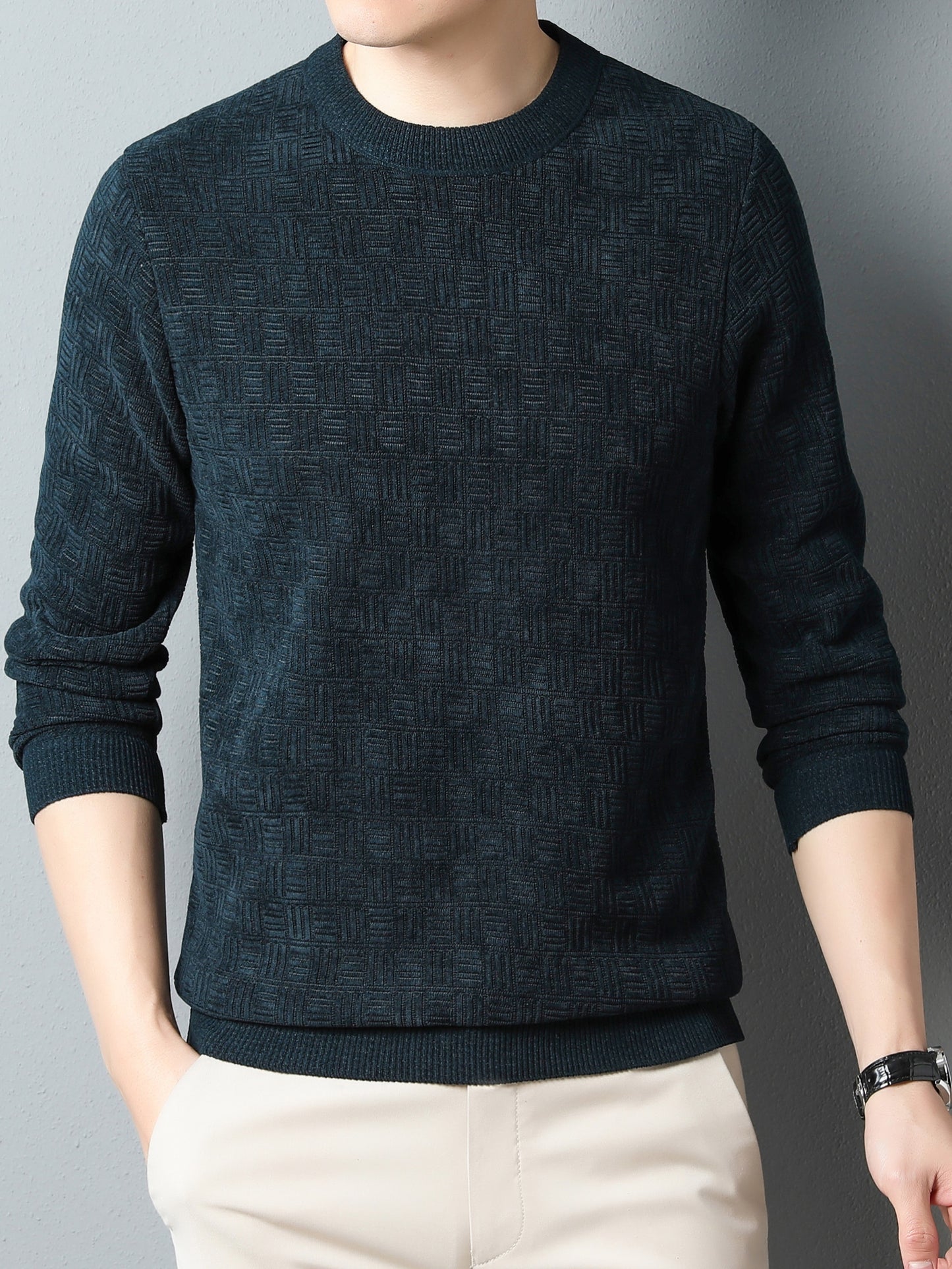Winter New Men's Casual Sweater Round Neck Plus Thick Base Warm Sweater Best Sellers