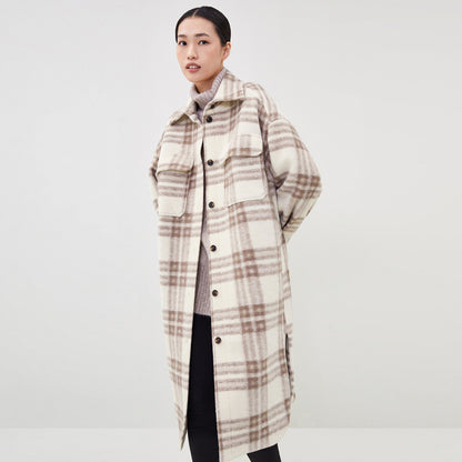 New Mid-length Loose Check Shirt Coat