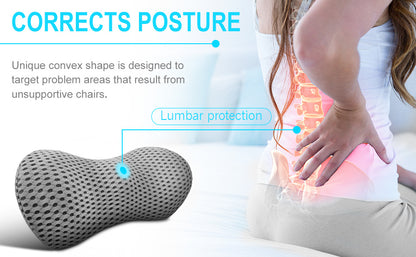 Premium Memory Foam Lumbar Support Pillow - Ergonomic Back Pain Relief for Office Chair, Car Seat & Home - Orthopedic Lower Back Cushion
