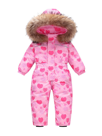 New-style Winter Down Jacket Thickened Children's One-piece Ski Suit