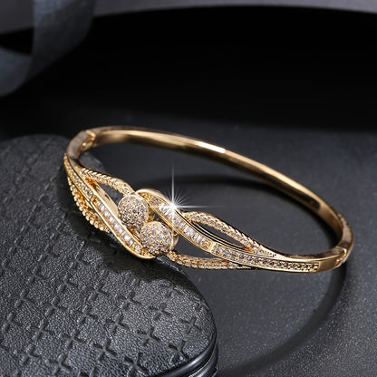 Fashion Jewelry Palace Style Inlaid Zircon Fashion Bracelet 18K Gold Plated Zicron Inlaid Holiday Style Women's Bracelet