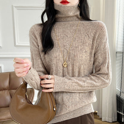Pure Color Thickened Twisted Women's High Lapel Knitted Sweater