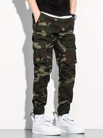 Men's Camo Print Flap Pocket Cargo Pants