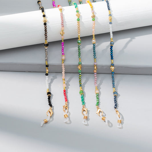 Mixed-color Crystal Beaded Eyeglass Chain, A Fashionable Street Accessory, Is A Ladies' Elegant Eyeglass Rope