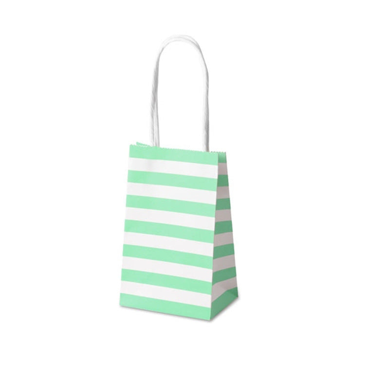 Small candy color striped white kraft paper bag
