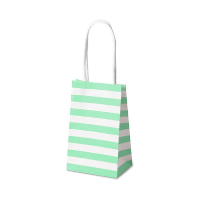 Small candy color striped white kraft paper bag