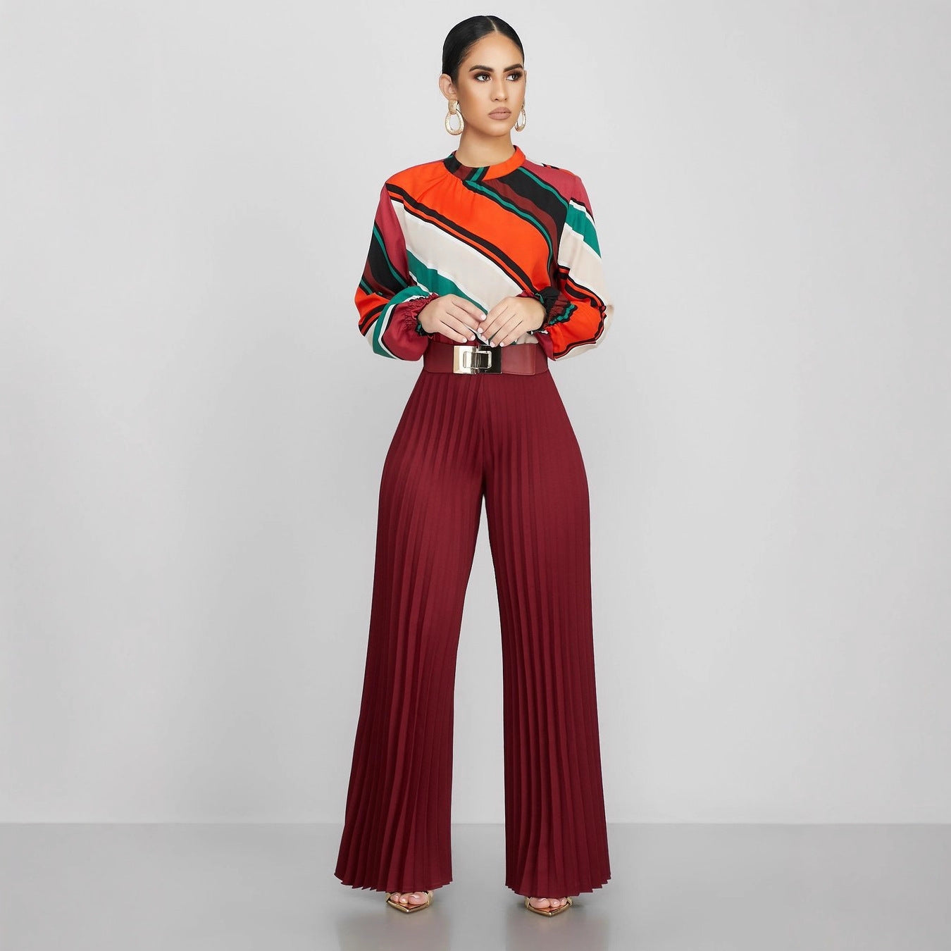 Fashionable Casual Pleated Wide-leg Women's Pants