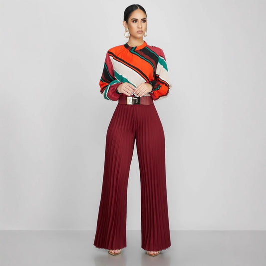 Fashionable Casual Pleated Wide-leg Women's Pants